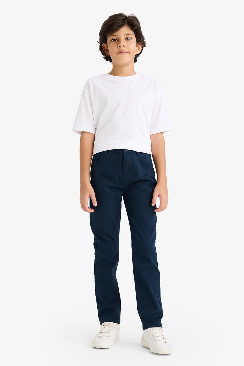 DeFacto Blue Boy Boy Straight Leg Gabardine Trousers Casual - Image 1